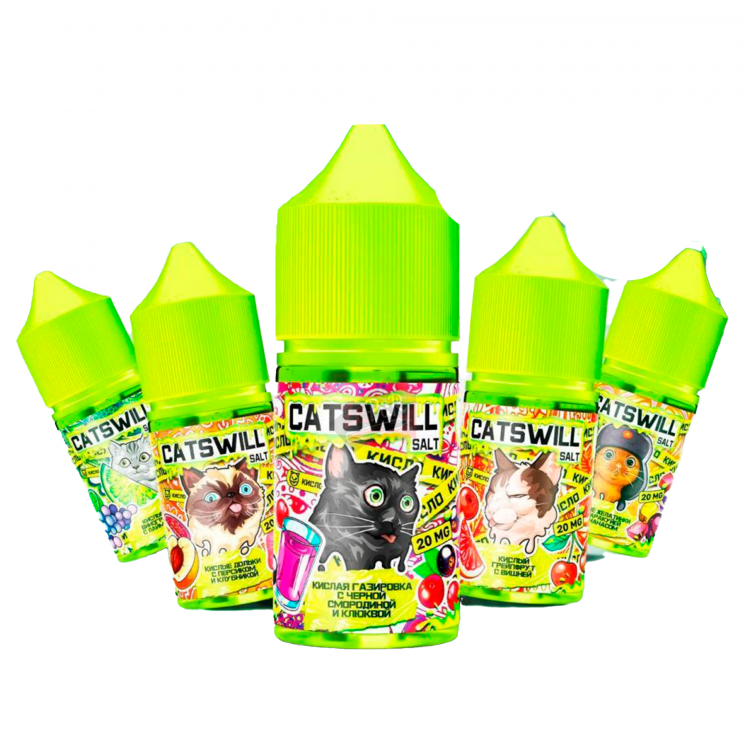 Жидкость Catswill Sour Strong Salt - Газировка с Черной Смородиной и Клюквой 30 мл (20 Strong)