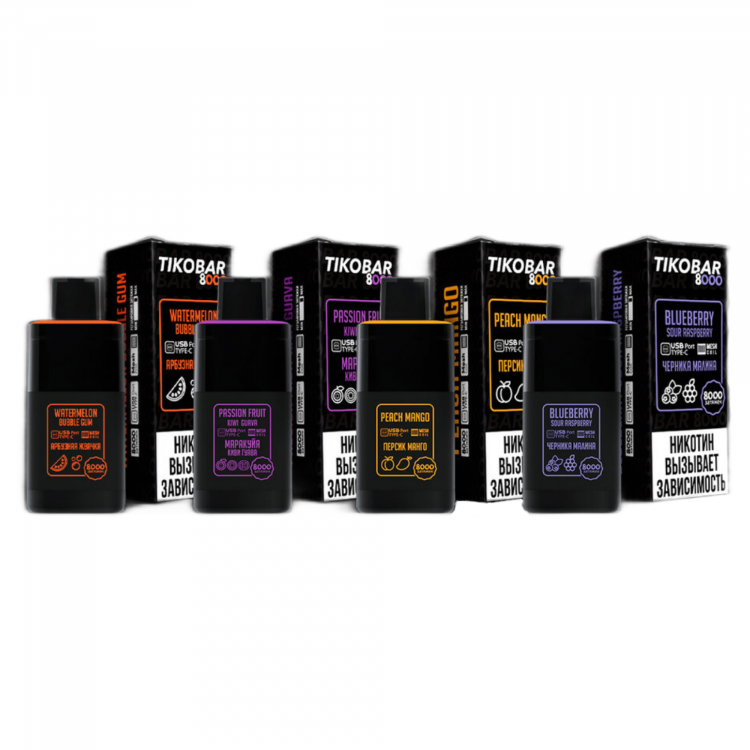 (М) Одноразовая электронная сигарета Tikobar 8000 - Арбузная жвачка